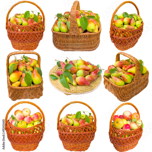Basket with pears and apples.