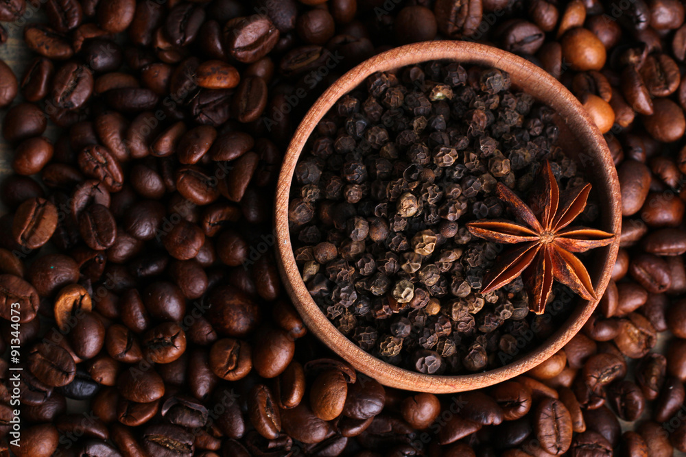 Fototapeta premium coffee with star anise closeup