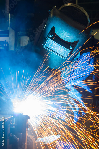 welder Industrial  automotive part in factory
