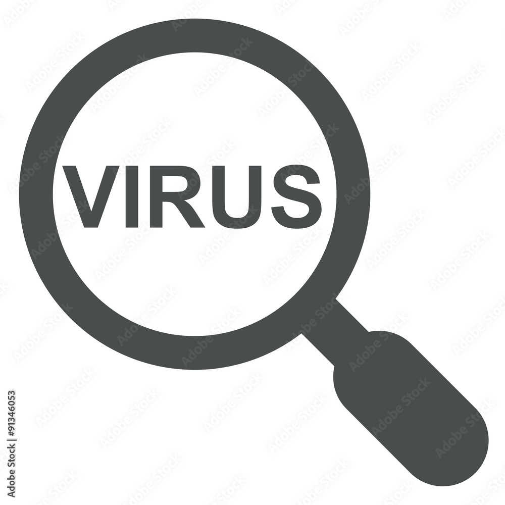 Icono texto VIRUS lupa gris Icono texto VIRUS lupa gris