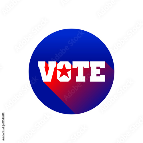 Patriotic Vote Bold Blue and Red Circular Badge Button Design with Star Accent for Election Campaigns