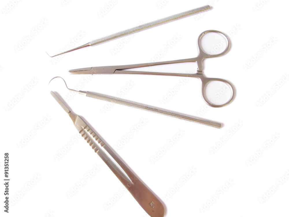 Diverse medical and surgery instruments isolated in white Diverse medical and surgery instruments isolated in white