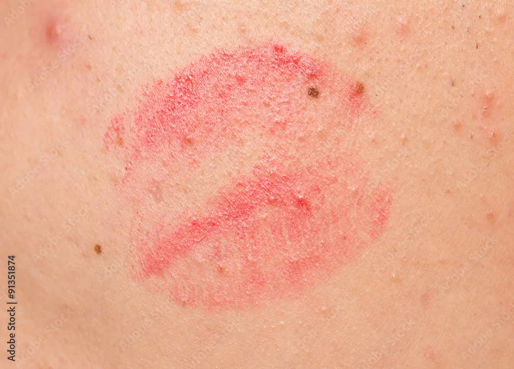 Fototapeta premium lip imprint on the skin. close