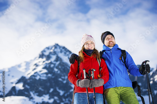 Young couple on a hike