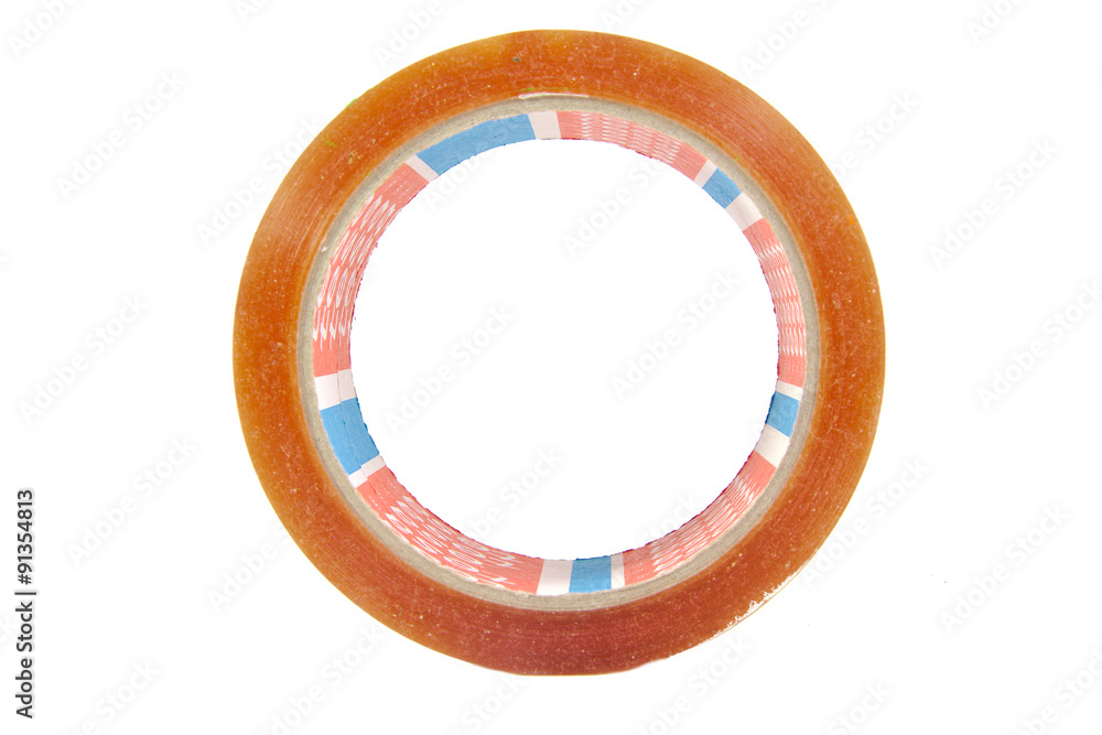Side view roll of adhesive tape isolated on a white background Side view roll of adhesive tape isolated on a white background