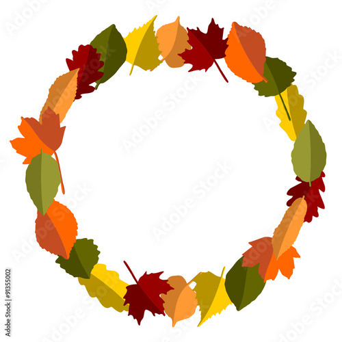 herbstlicher Blätterrahmen, kreisrund
