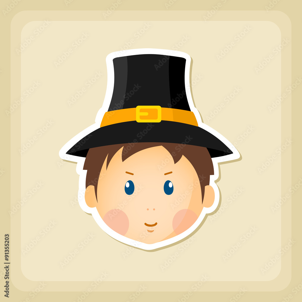 American Pilgrim children icon, Thanksgiving day