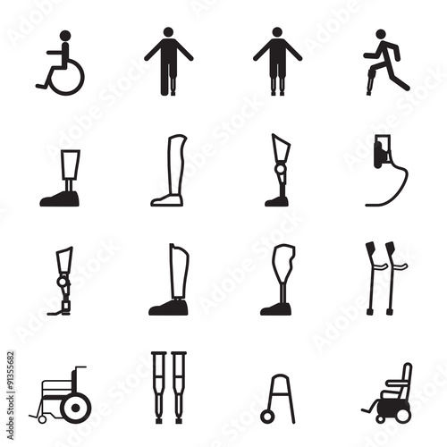 disabled prosthesis icon set