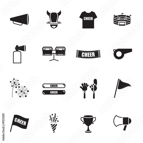  cheer equipment Sports icons set
