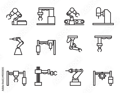 robot industry icons set