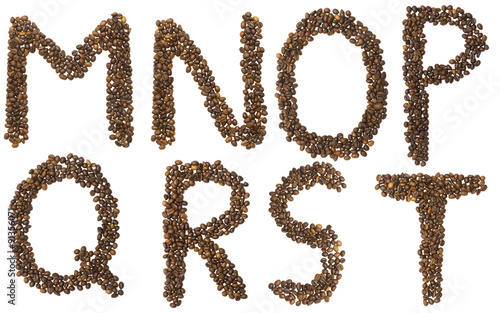 letters M - T of coffee beans