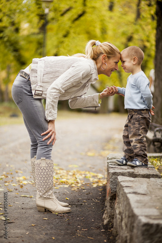 Mother and son in the autum...