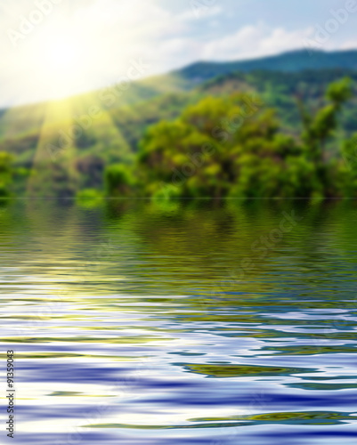 Surface Rippled of water and blur nature background