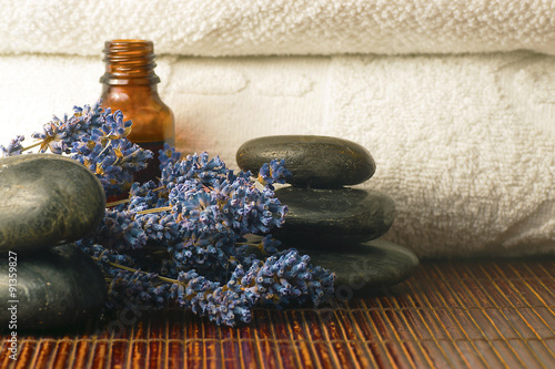 Lavender, stones and oil