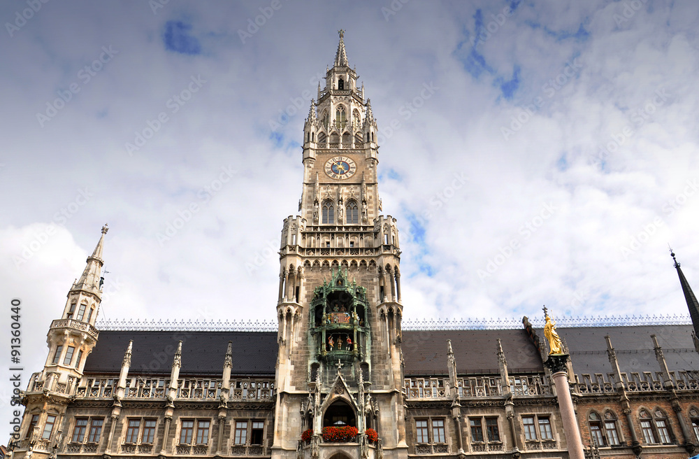 New city hall (town hall) at Marienplatz Munich, Germany