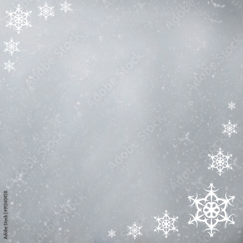 gray background with snowflakes frame