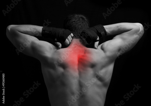 Pain in back.Sport injury or another pain concept