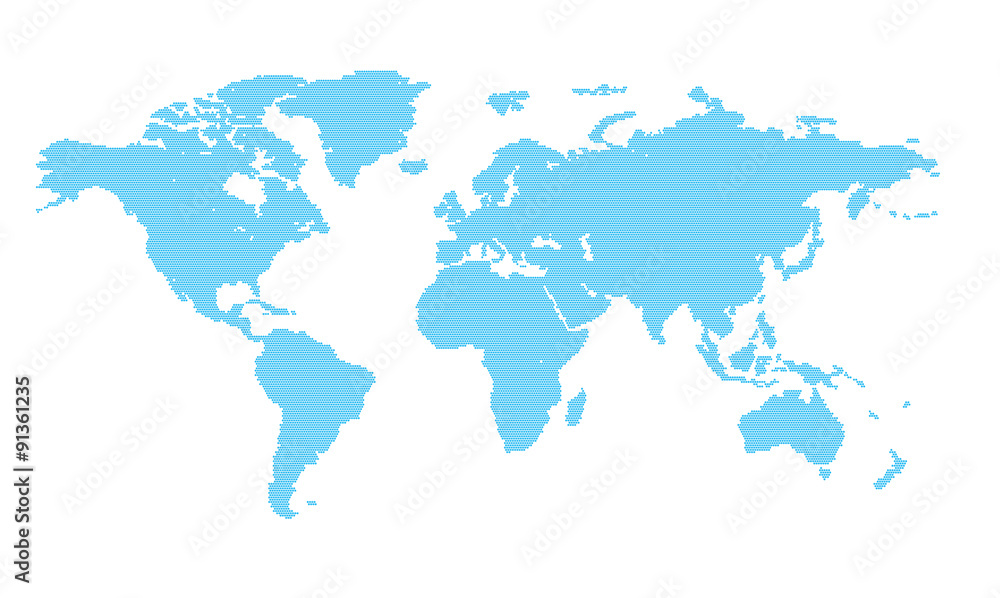 vector world map with blue circles