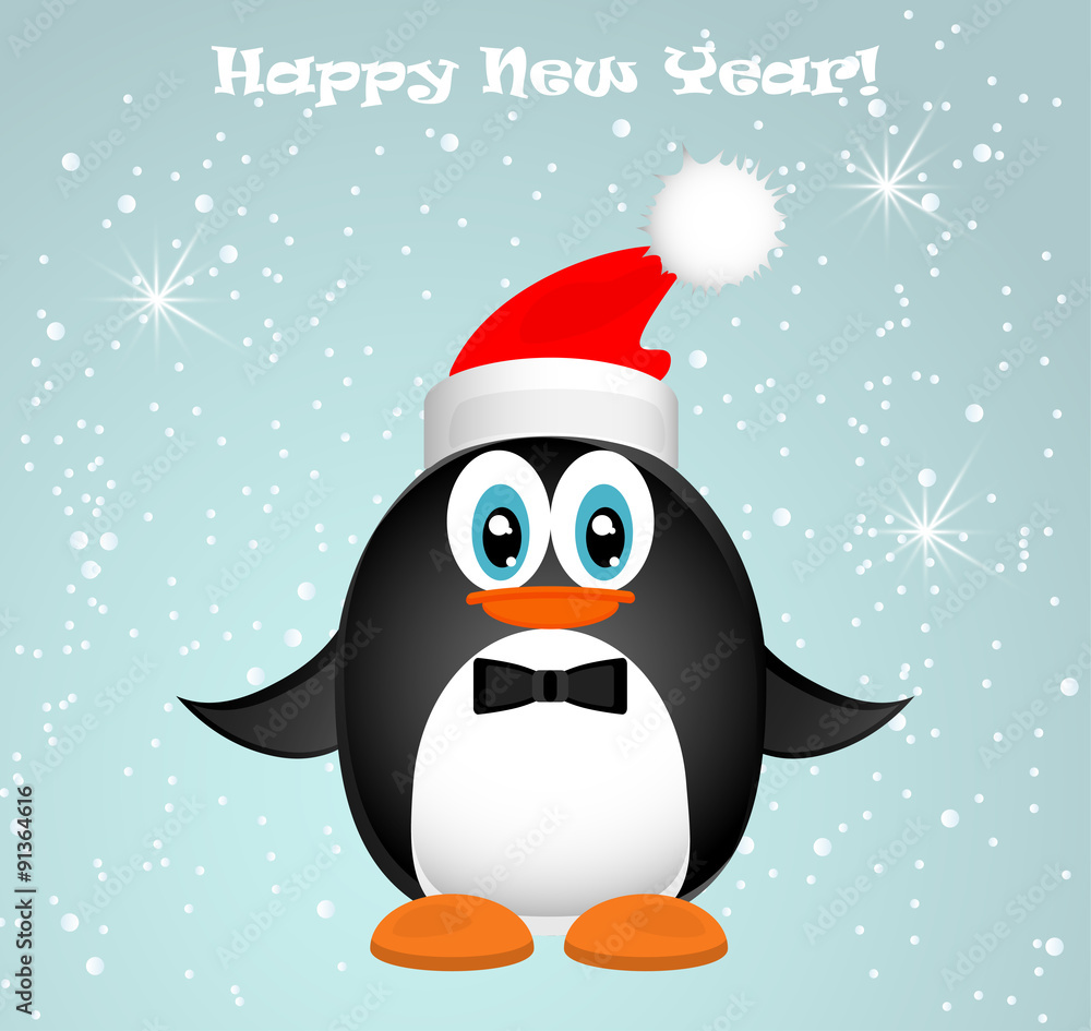 Fototapeta premium Merry Christmas Landscape. Vector Happy New Year