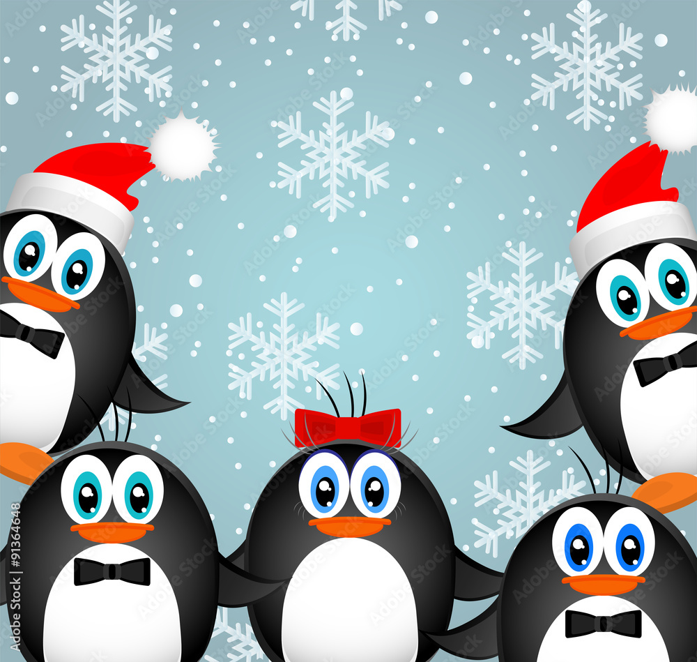 Fototapeta premium Merry Christmas Landscape. Vector Happy New Year