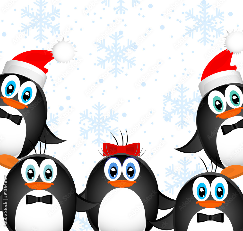 Fototapeta premium Merry Christmas Landscape. Vector Happy New Year