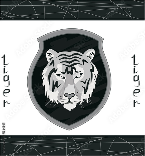 Fototapeta Naklejka Na Ścianę i Meble -  Hunting trophy - the tiger. Black and white