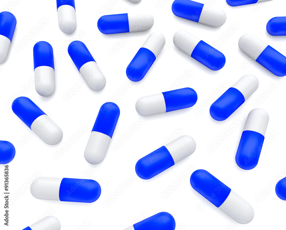 3D illustration of medicine pills (capsules) isolated on white 3D illustration of medicine pills (capsules) isolated on white