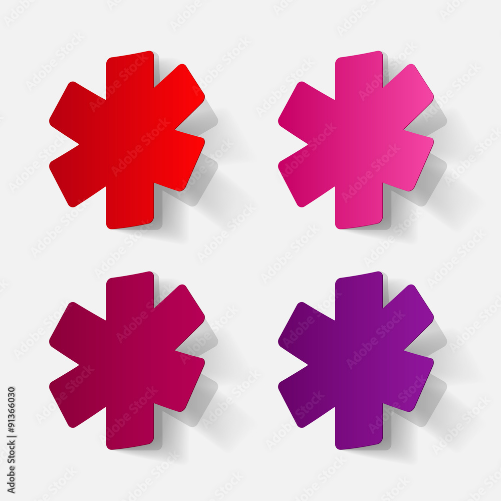 Obraz premium Paper clipped sticker: symbol medical care