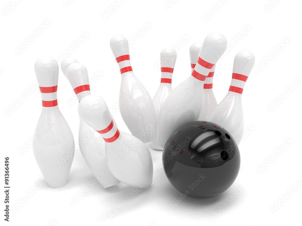 Bowling ball and skittles isolated Bowling ball and skittles isolated