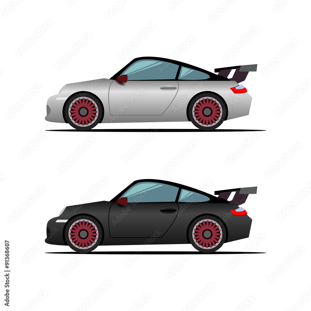 Fototapeta premium Two children's high-speed machines.
