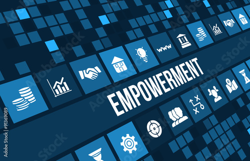 empowerment concept image with business icons and copyspace.