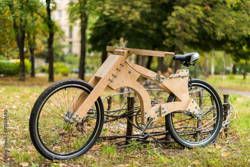 Wooden bicycle handmade from eco materials