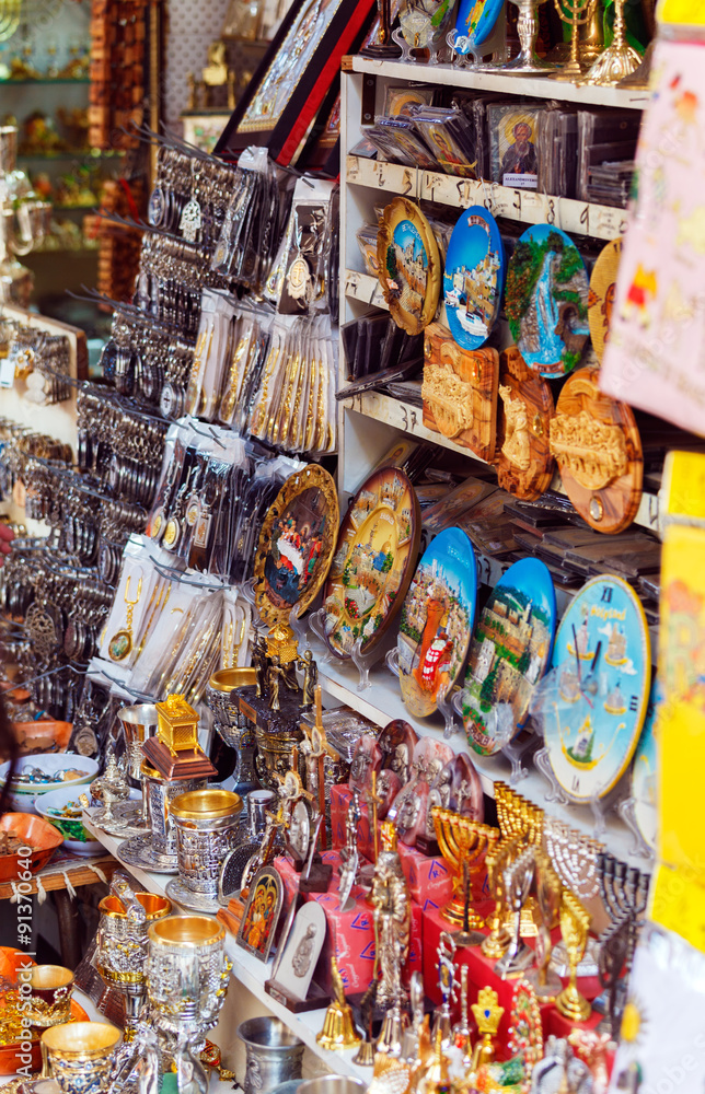Fototapeta premium Souvenirs Market at Streets of Jerusalem Old City