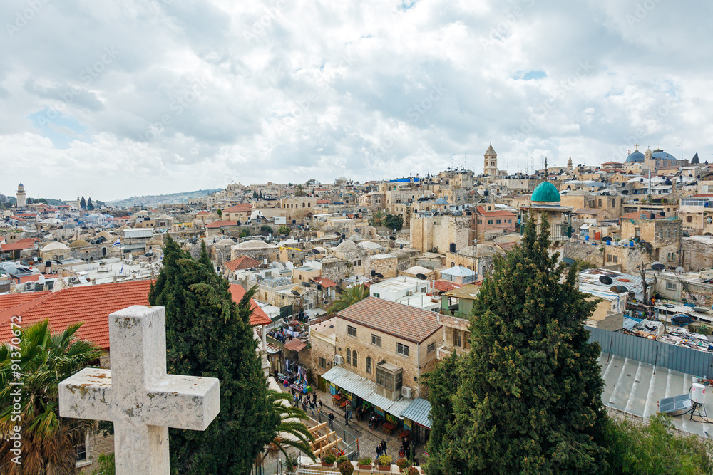 Fototapeta premium Jerusalem Old City from Austrian Hospice Roof