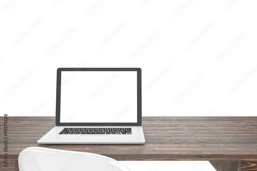 3D illustration laptopand work stuff on table, Workspace 3D illustration laptopand work stuff on table, Workspace