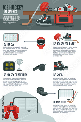 Ice hockey infographic layout banner
