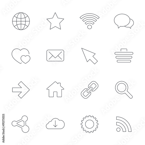 Internet and Web icons. Wi-fi, favorite star.