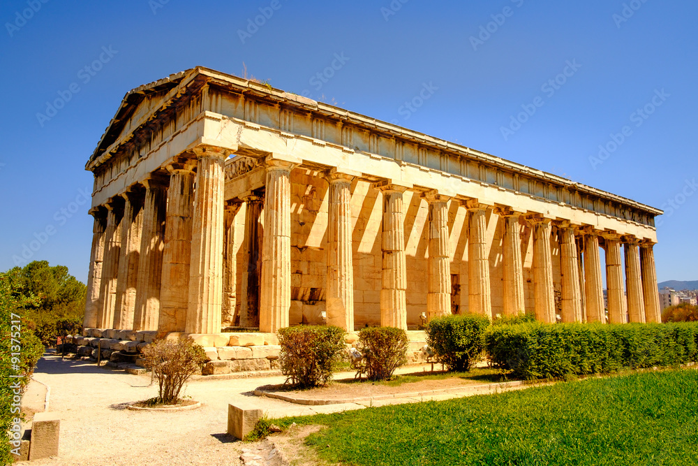 Scenic view of temple of Hephaestus in Ancient Agora, Athens Scenic view of temple of Hephaestus in Ancient Agora, Athens