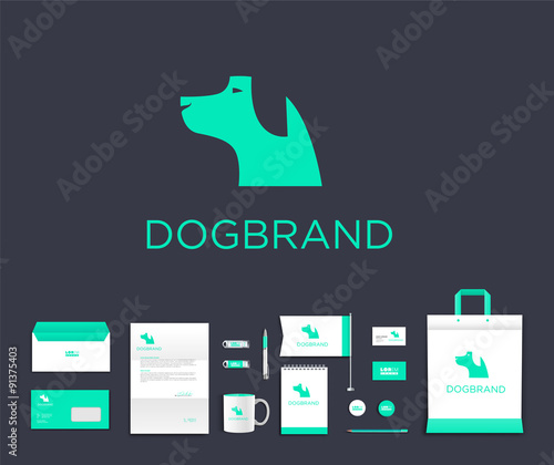 Vector artistic corporate identity template with dog logo and