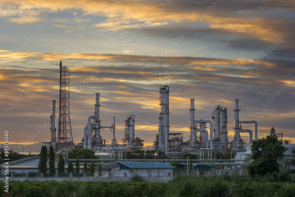 Oil refinery or petrochemical industry at twilight sky Oil refinery or petrochemical industry at twilight sky