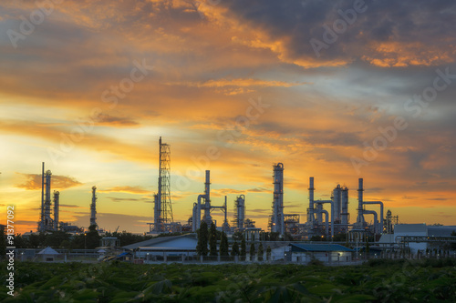 Oil refinery or petrochemical industry at twilight sky