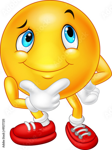 Happy cartoon emoticon thinking