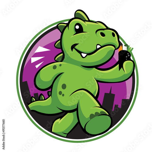 Cute green dinosaur cartoon with temaki 