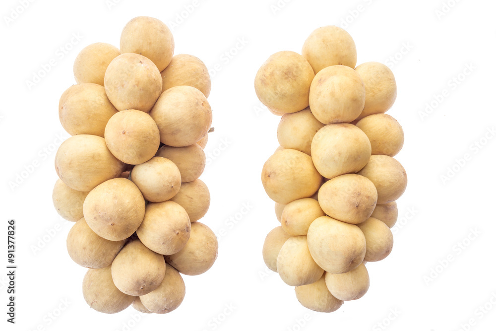 Lansium parasiticum on white background.Langsat.lanzones . Lans