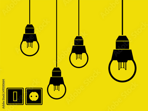 Lamps, switch and socket vector