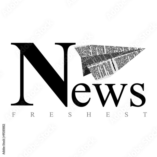 Plane of paper. Logo for newspaper. Fresh news. Vector emblem fo
