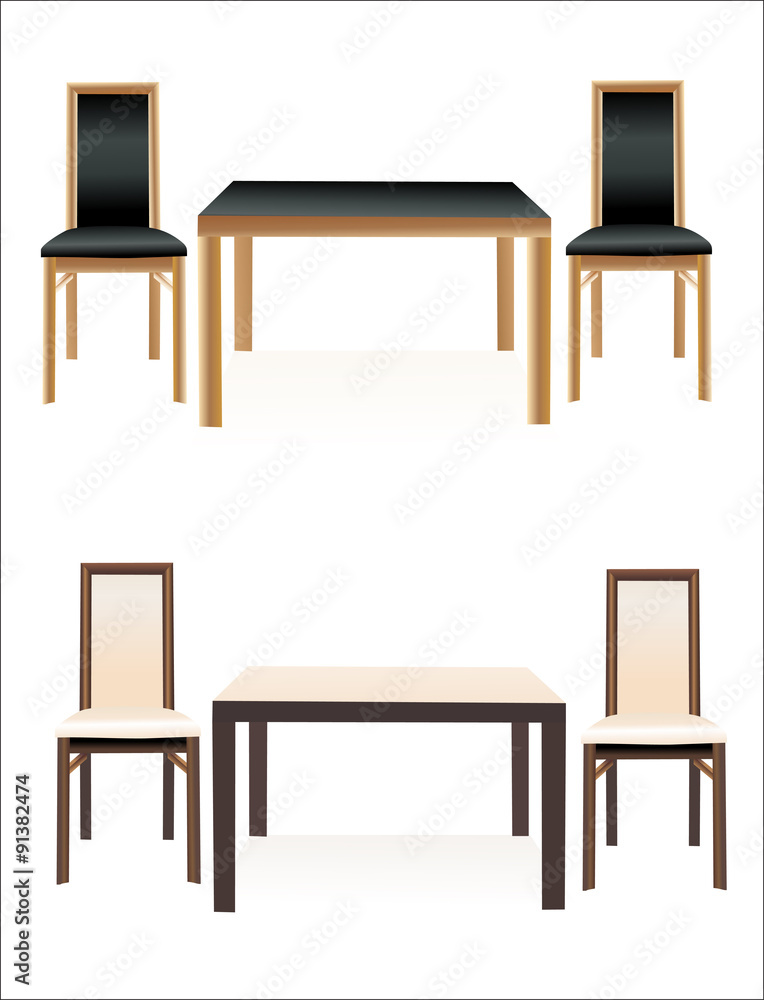 modern chairs and table on the white background modern chairs and table on the white background
