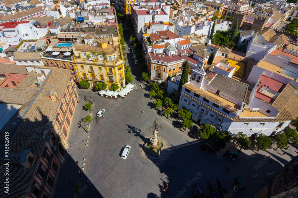 Aerial view of the city of Seville, Spain