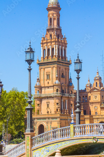 Bell Tower in the famous Plaza of Spain in Seville, Spain © james633