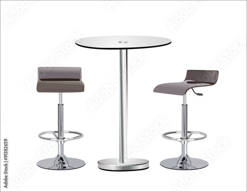 High Glass Top Table w Chairs on white background.